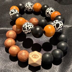 Black and Orange Beaded Bracelets